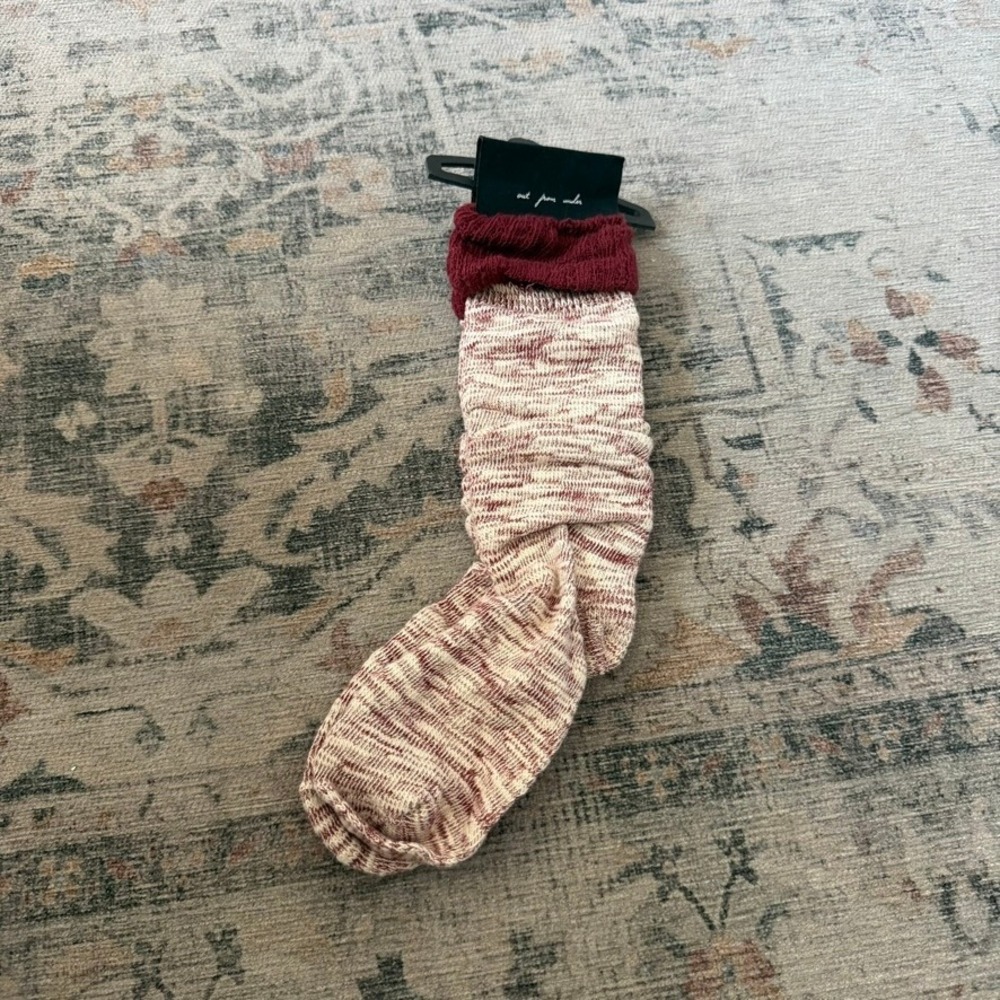 Out from Under Slouch Socks Womens OS Red Cream Marled Knit Layering Accessory